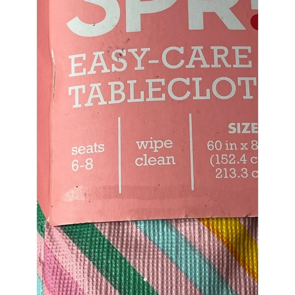 Spritz Easy Care Tablecloth Pink Striped Rainbow Modern Chic Colorful